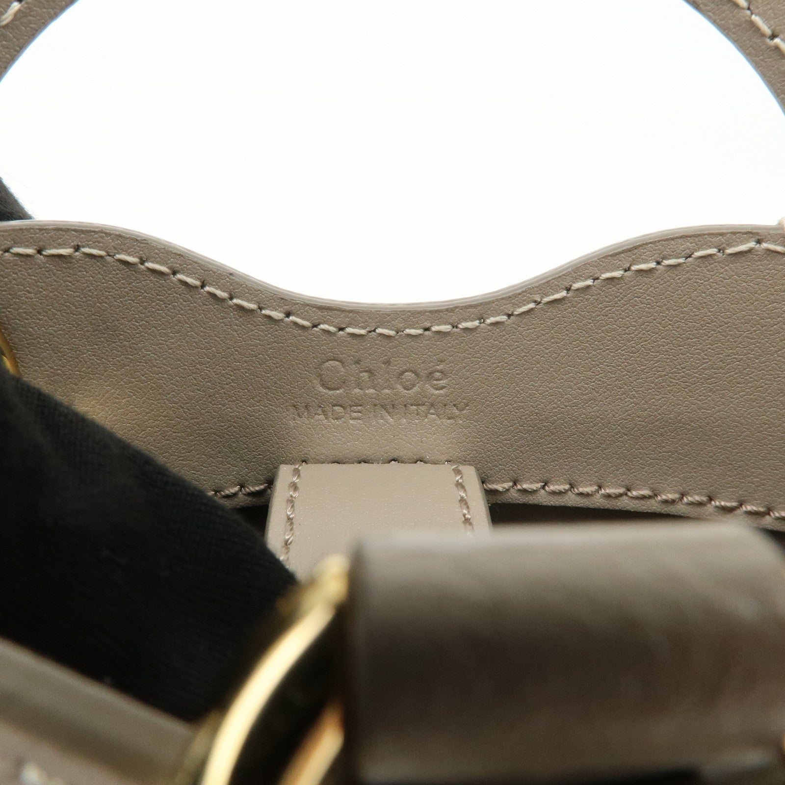 Chloe Leather Small Phone Pouch Hand Bag Shoulder Bag Greige