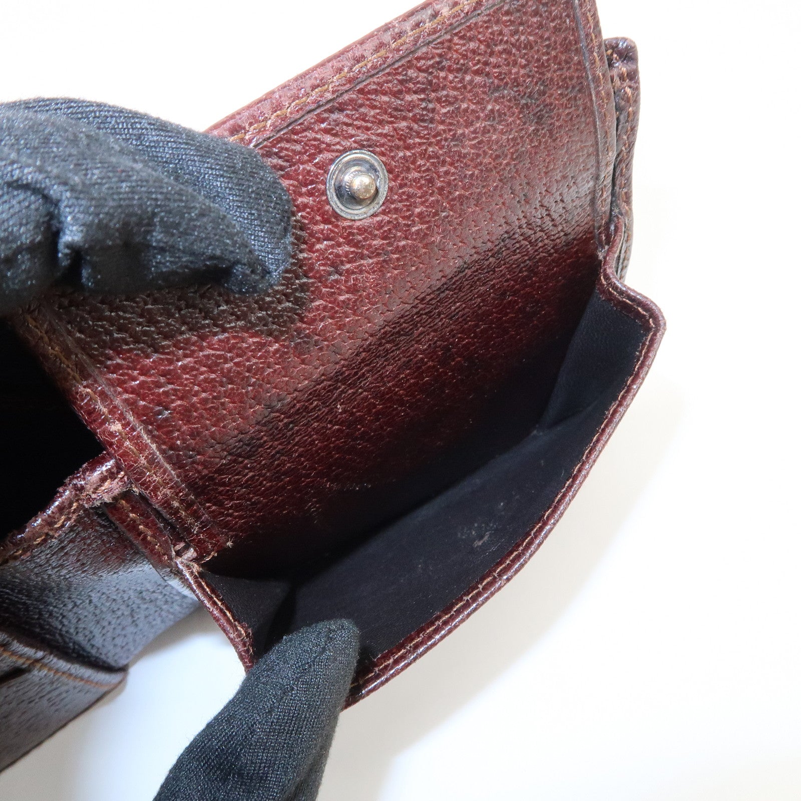 GUCCI Sherry Logo Leather Compact Wallet Brown 138073