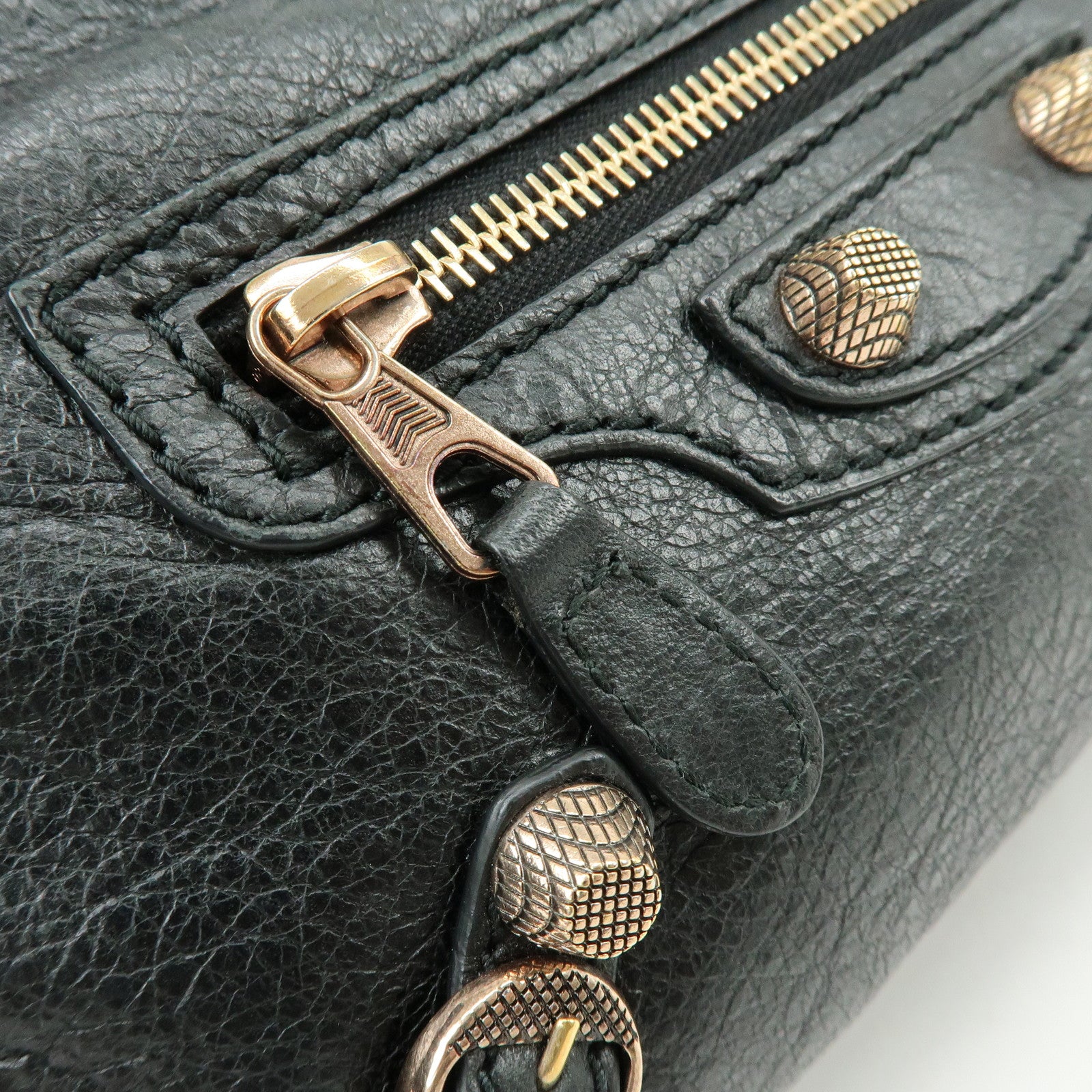 BALENCIAGA The Giant Hip Leather Shoulder Bag Black 237203