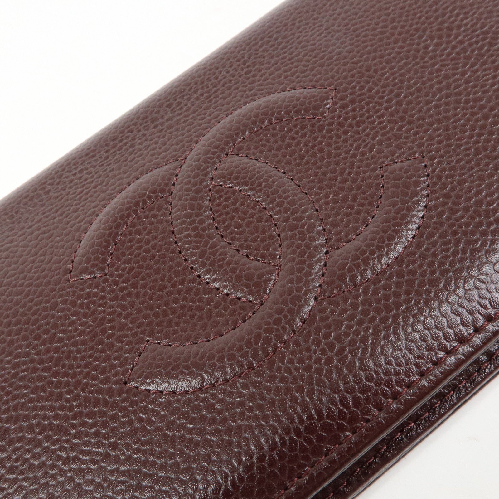 CHANEL COCO Mark Caviarskin Flap Bi-fold Long Wallet Brown