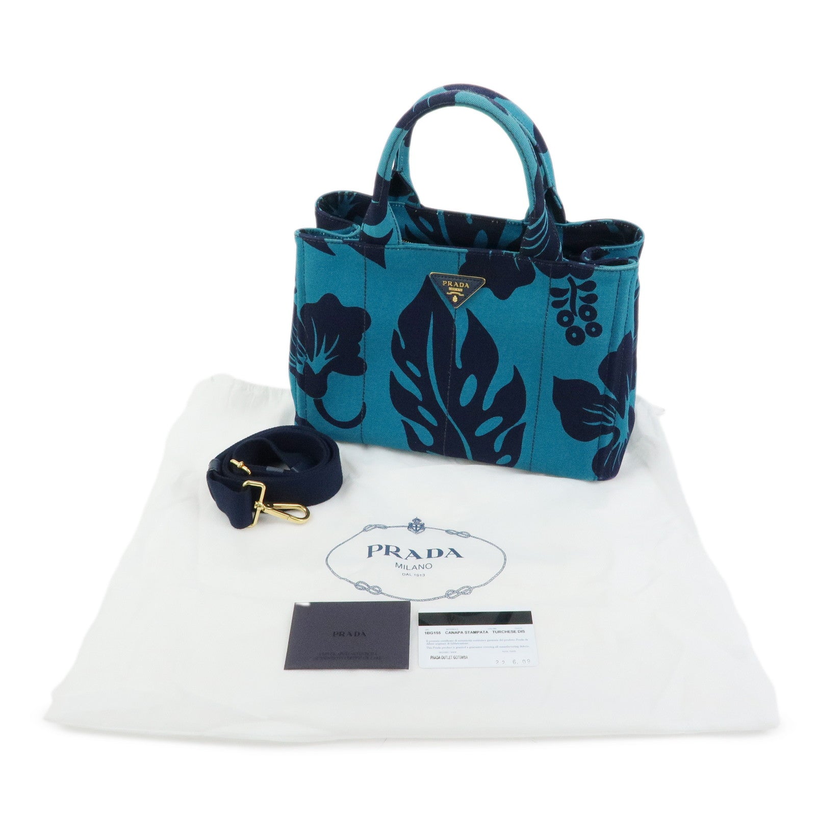 PRADA Canapa Mini Canvas 2Way Hand Shoulder Bag Blue Navy 1BG155