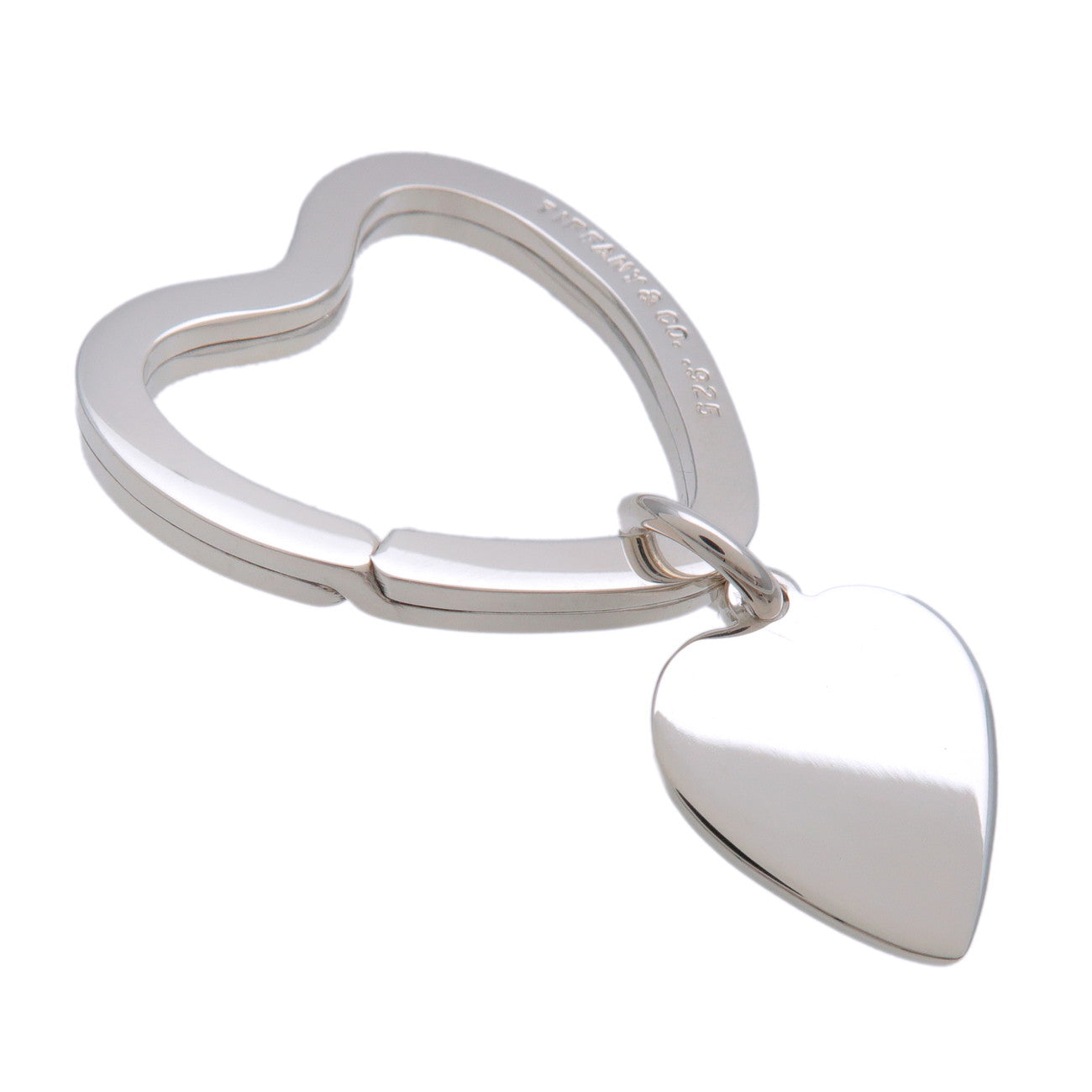 Tiffany & Co Open Heart Bag Charm Key Chain SV925 Silver