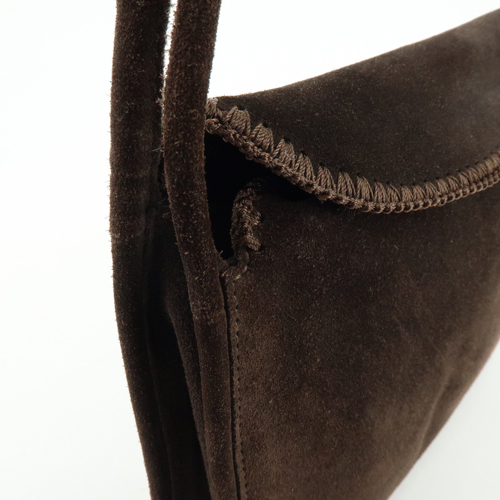 BOTTEGA VENETA Suede Shoulder Bag Tote Bag Dark Brown
