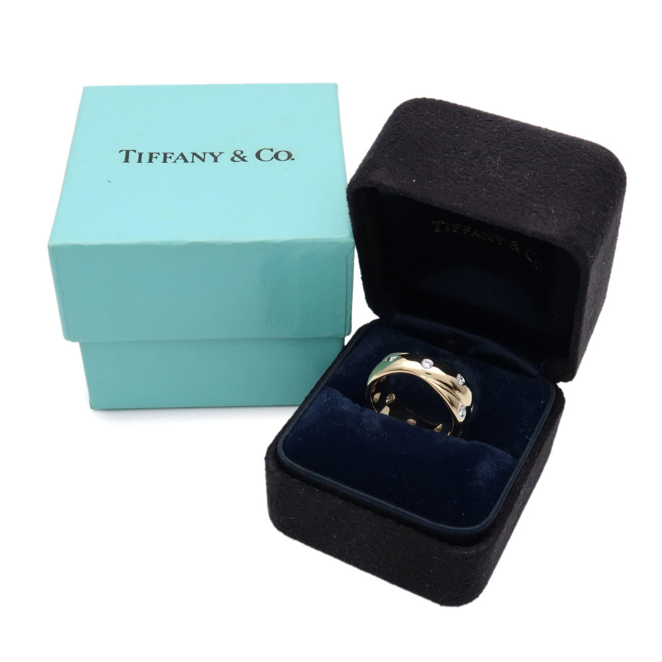 Tiffany & Co Dots Twist Diamond Ring 750YG PT950 US5.5 EU50 HK11