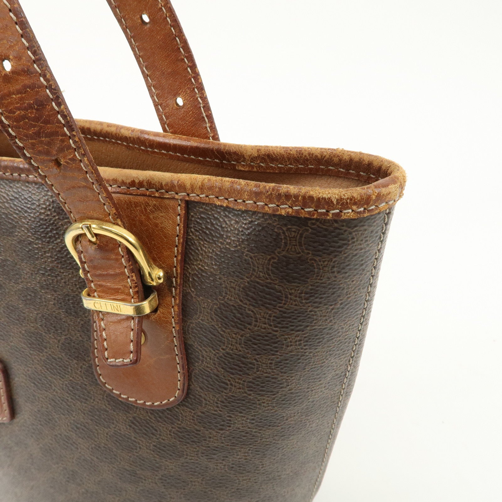 CELINE Macadam PVC Leather Tote Bag Shoulder Bag Brown