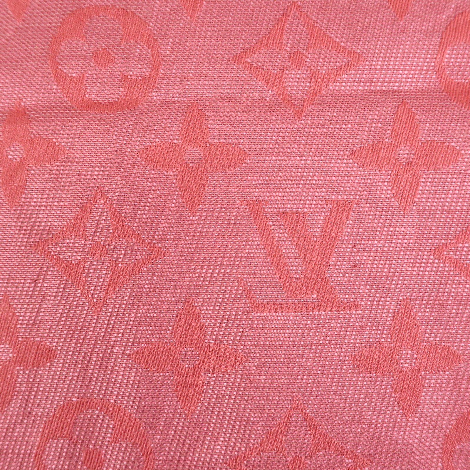Louis Vuitton Monogram Silk Wook Shawl Scarf Pink