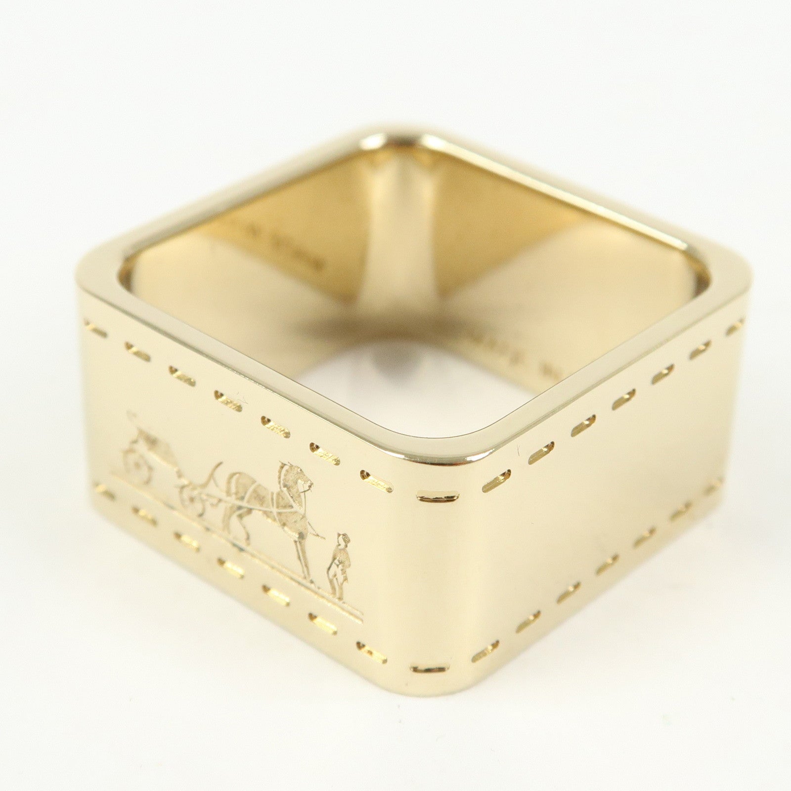 HERMES Bolduc Metal Scarf Ring Gold