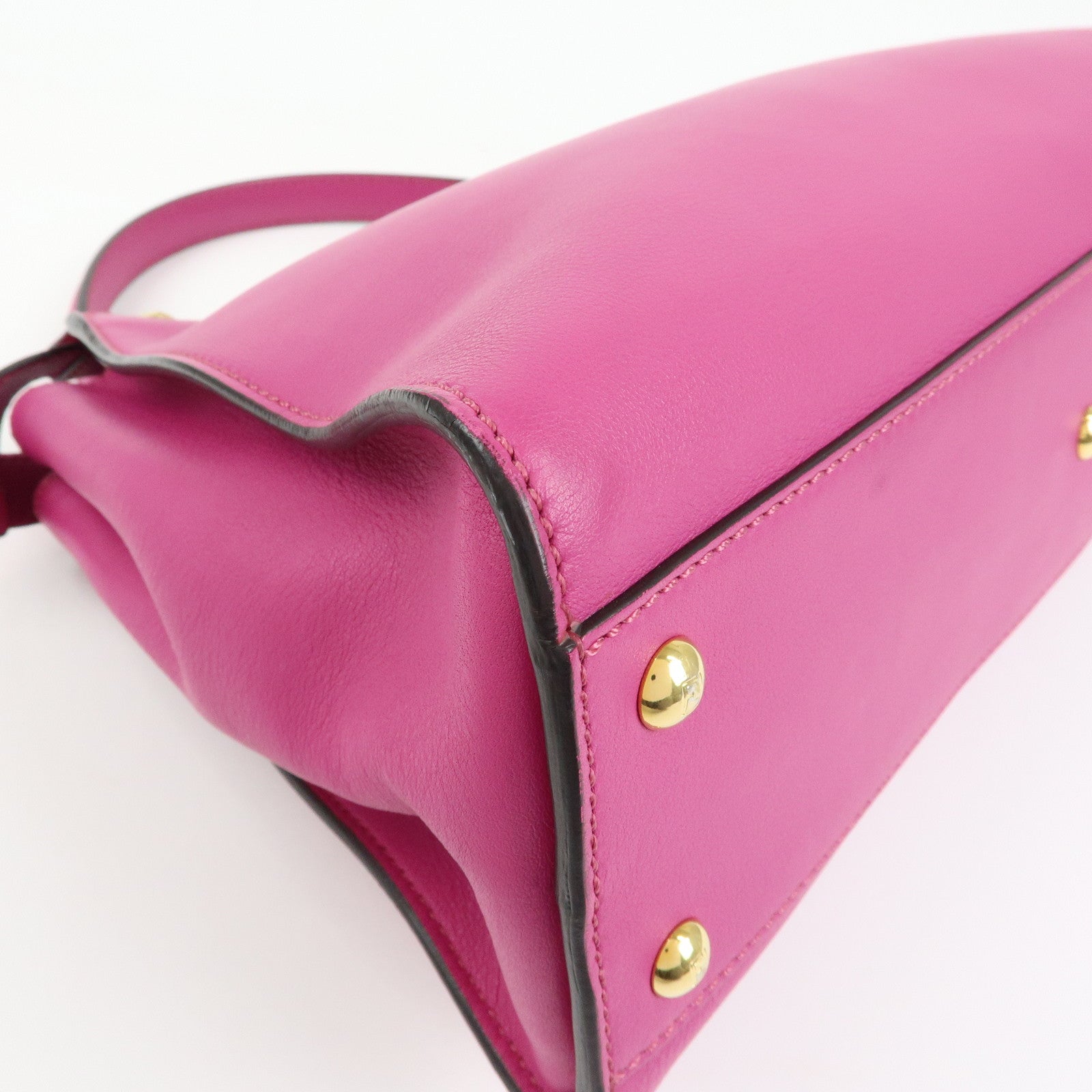FENDI Peekaboo Leather 2Way Bag Hand Bag Shoulder Bag Pink 8BN290