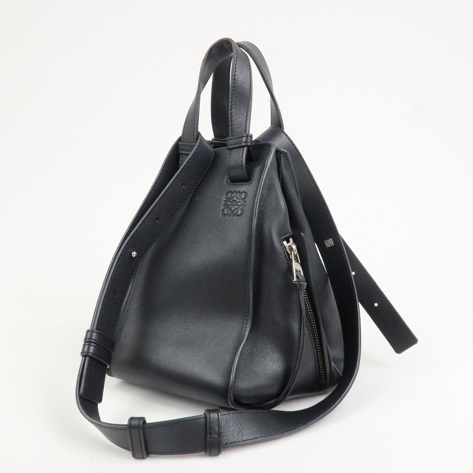 LOEWE Anagram Leather Hammock Small Shoulder Bag Black