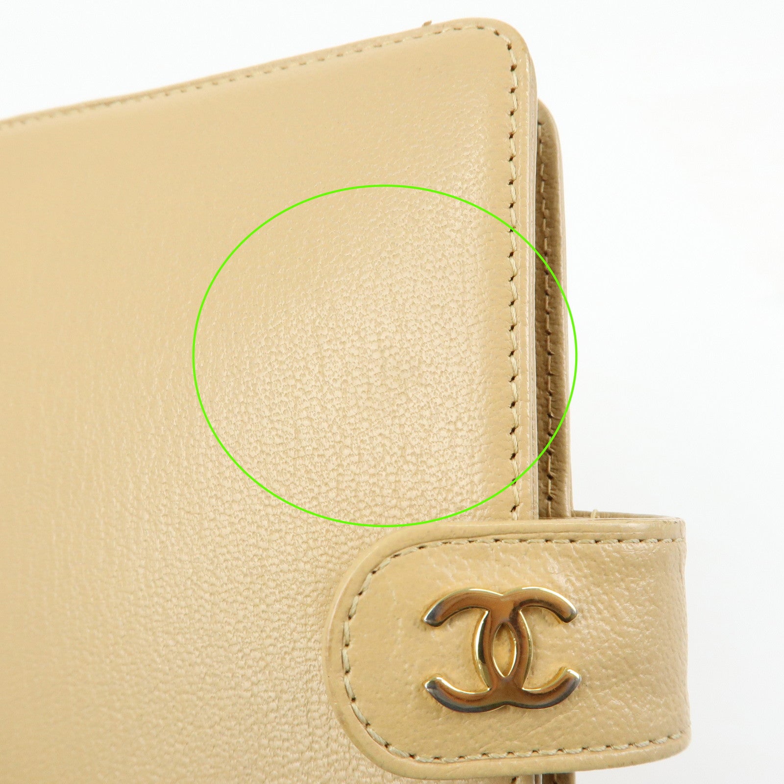 CHANEL COCO Mark Calf Skin Agenda Cover Planner Cover Beige