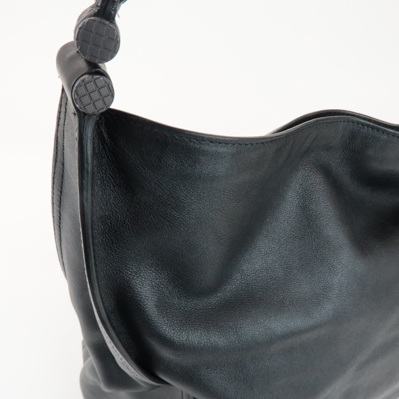 BOTTEGA VENETA Intrecciato Leather Shoulder Bag Black