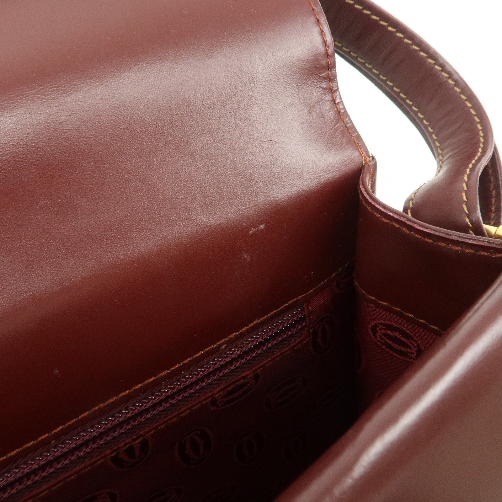 Cartier Must de Cartier Leather Shoulder Bag Hand Bag Bordeaux