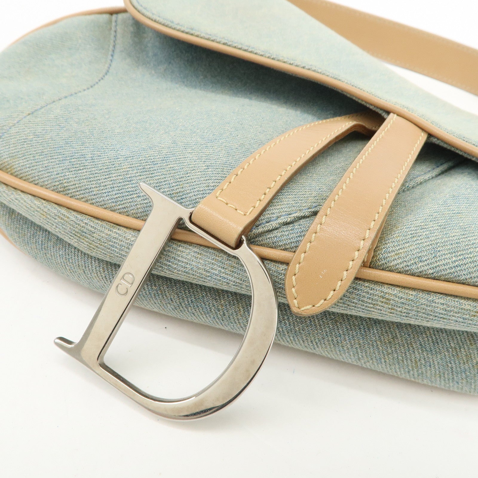 Christian Dior Saddle Denim Leather Shoulder Bag Crossbody Bag