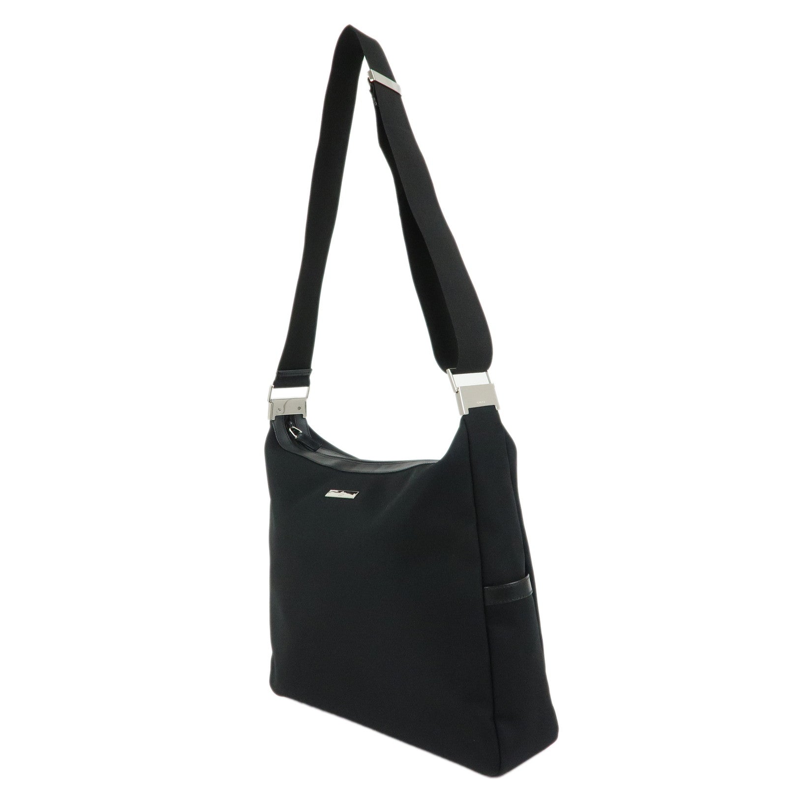 GUCCI Nylon Leather Shoulder Bag Crossbody Bag Black 34037