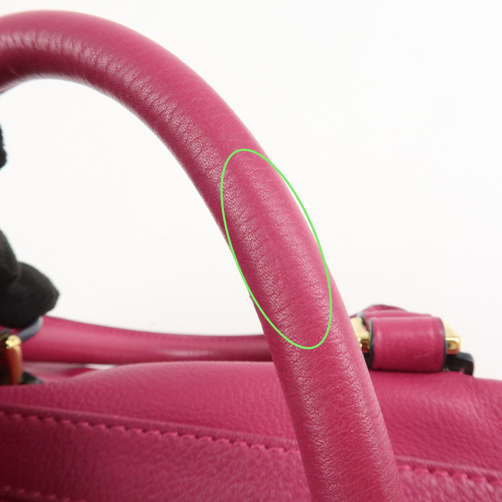 LOEWE Anagram Leather 2WAY Hand Bag Shoulder Bag Hot Pink Used