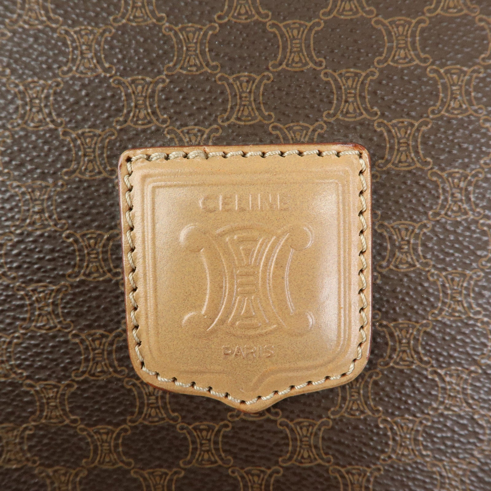 CELINE Macadam PVC Leather Boston Bag Hand Bag Brown