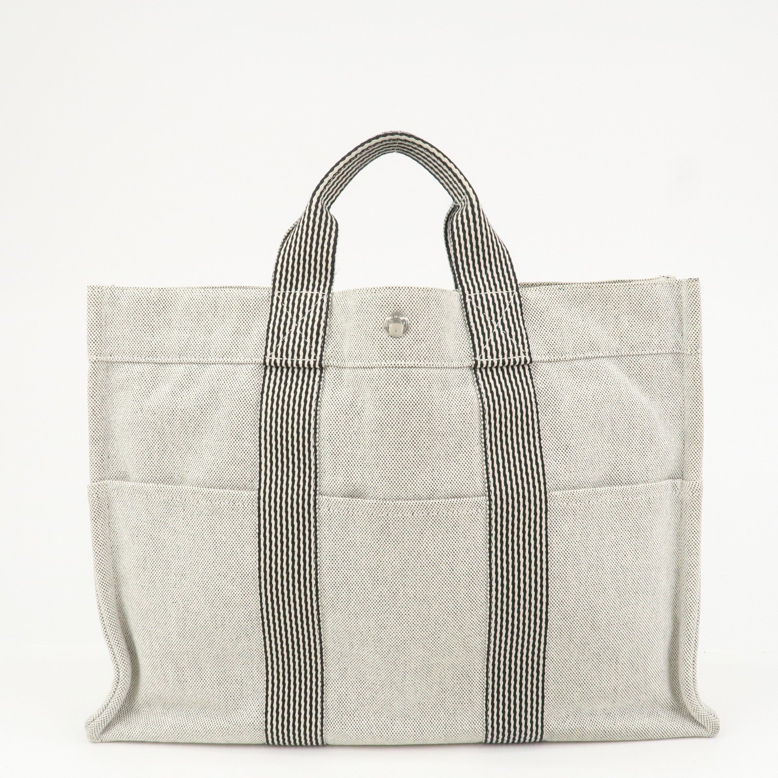 HERMES New Fourre Tout MM Canvas Tote Bag Hand Bag Gray