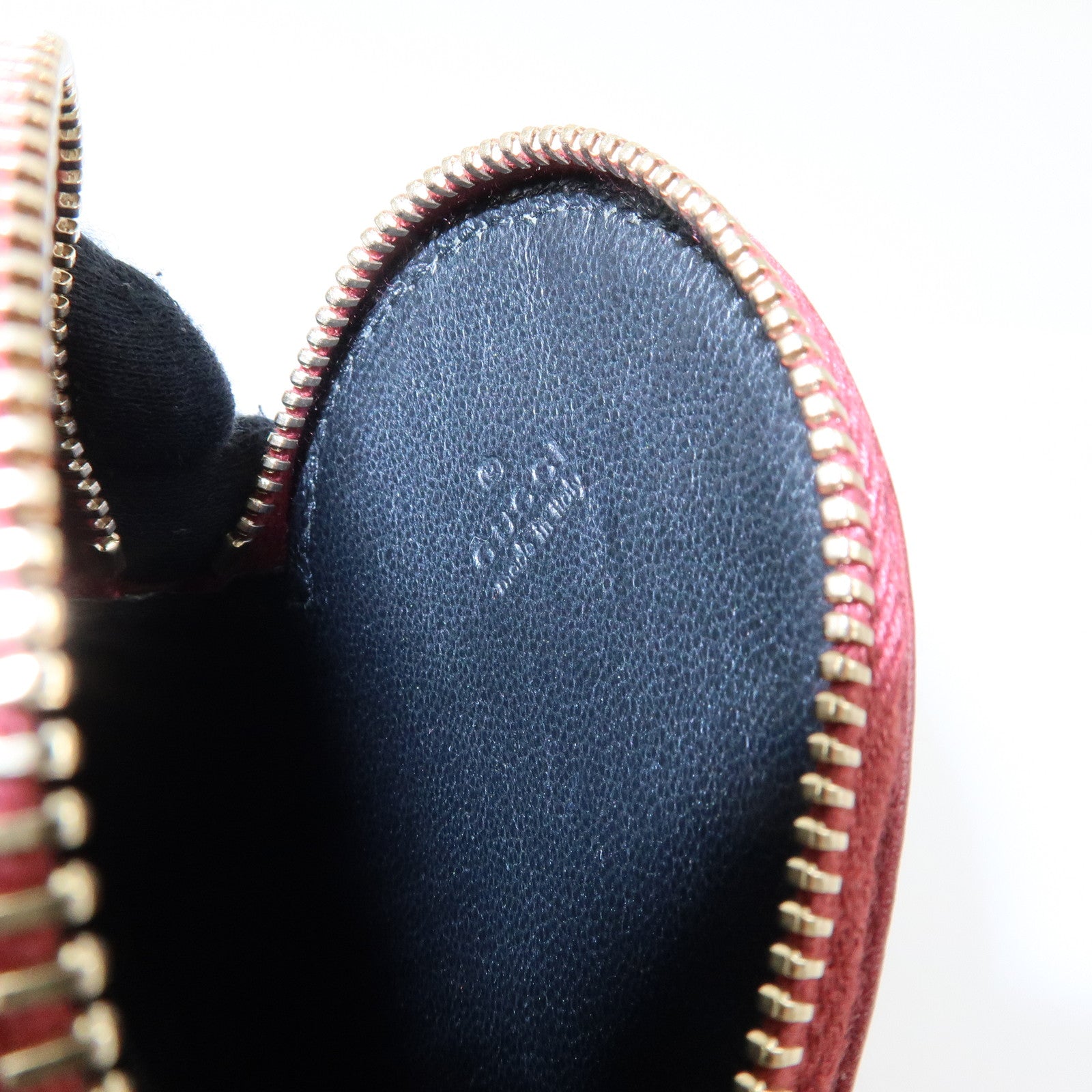 GUCCI Lovely Heart GG Canvas Leather Coin Case Beige Bordeaux152615