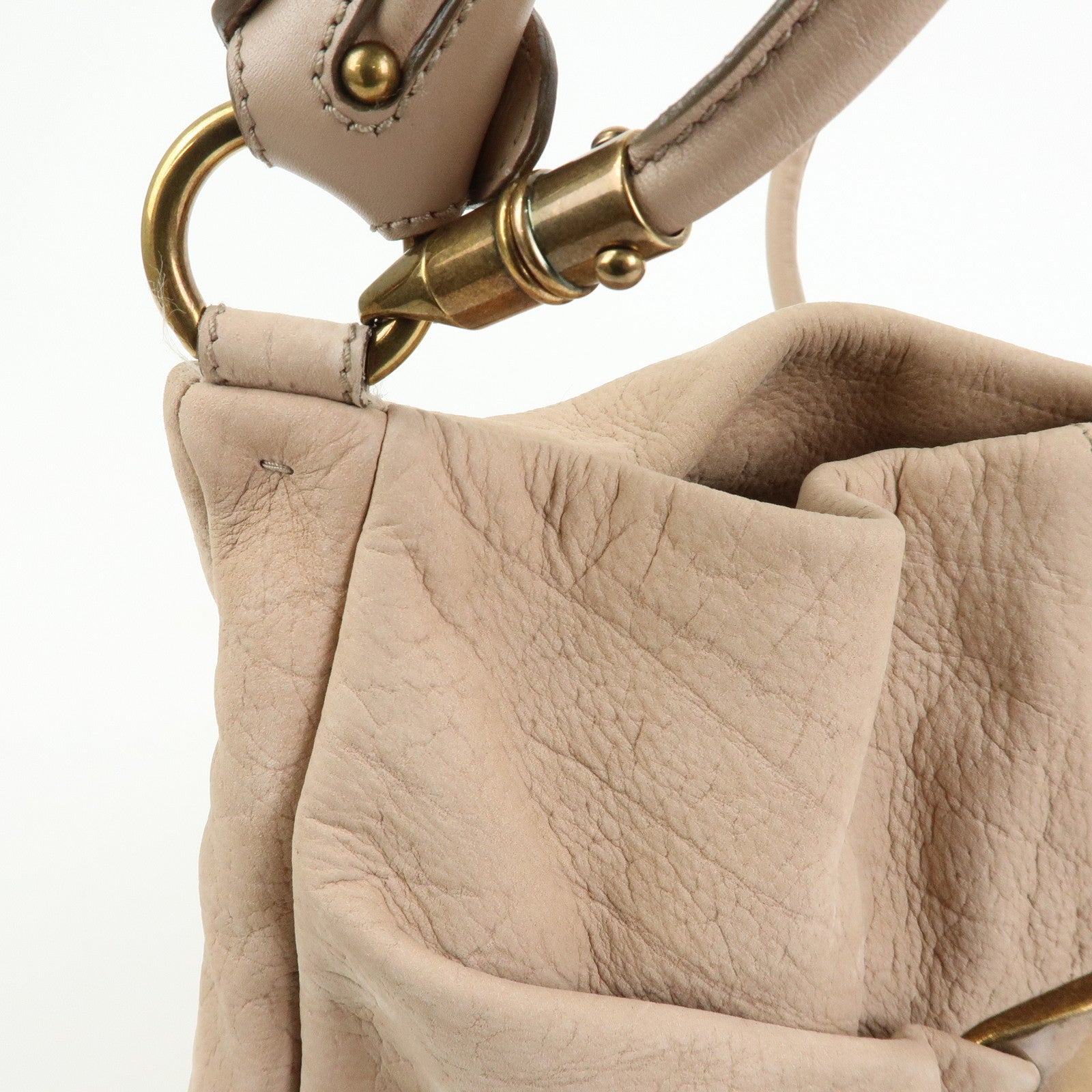 Ferragamo Vara Ribbon Leather 2Way Hand Bag Shoulder Bag Pink Beige