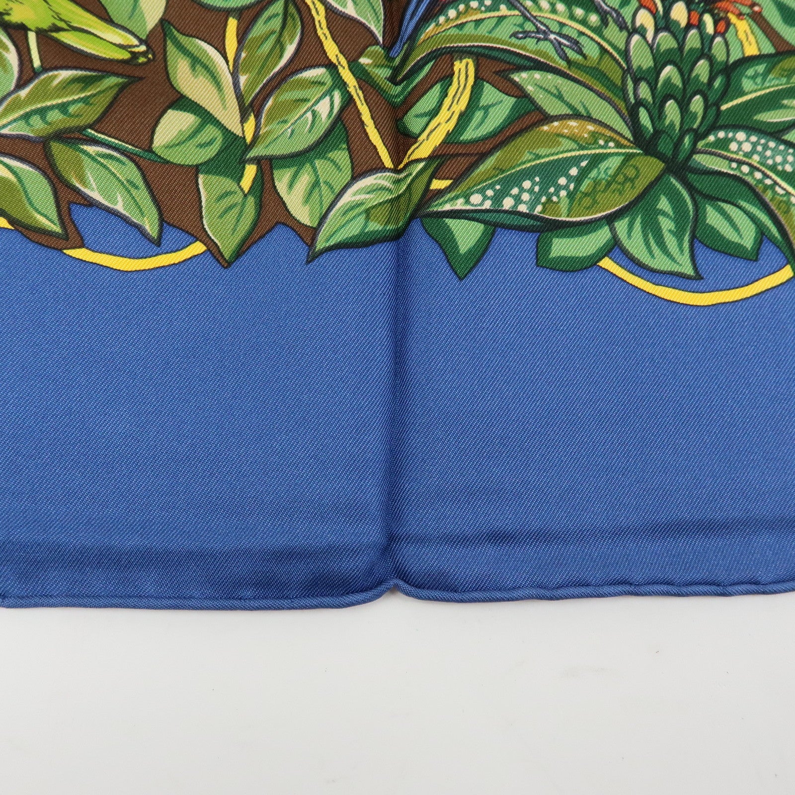 HERMES Carre 90 Silk 100% Scarf JUNGLE LOVE Navy Brown Green