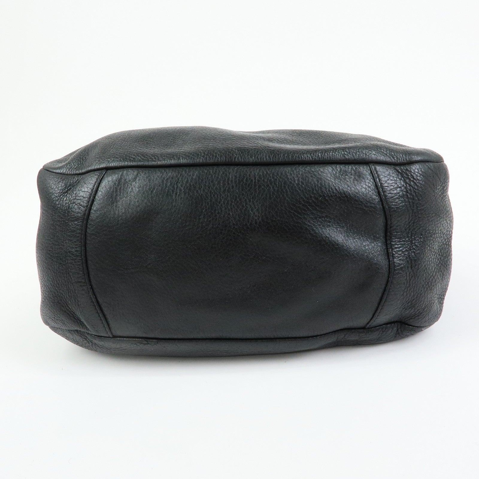 PRADA Logo Leather Tote Bag Shoulder Bag Hand Bag Black