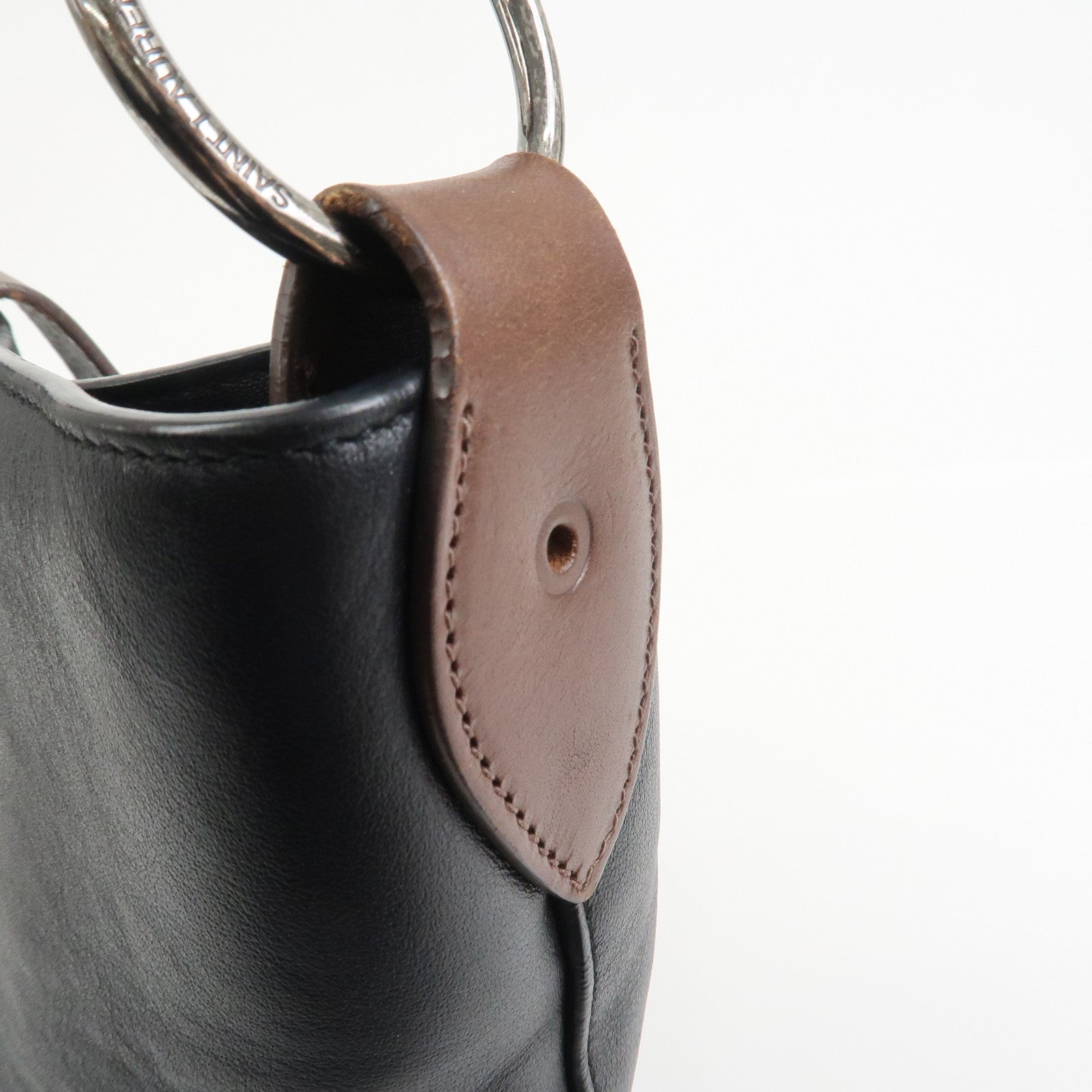 SAINT LAURENT PARIS Leather Shoulder Bag Black Brown