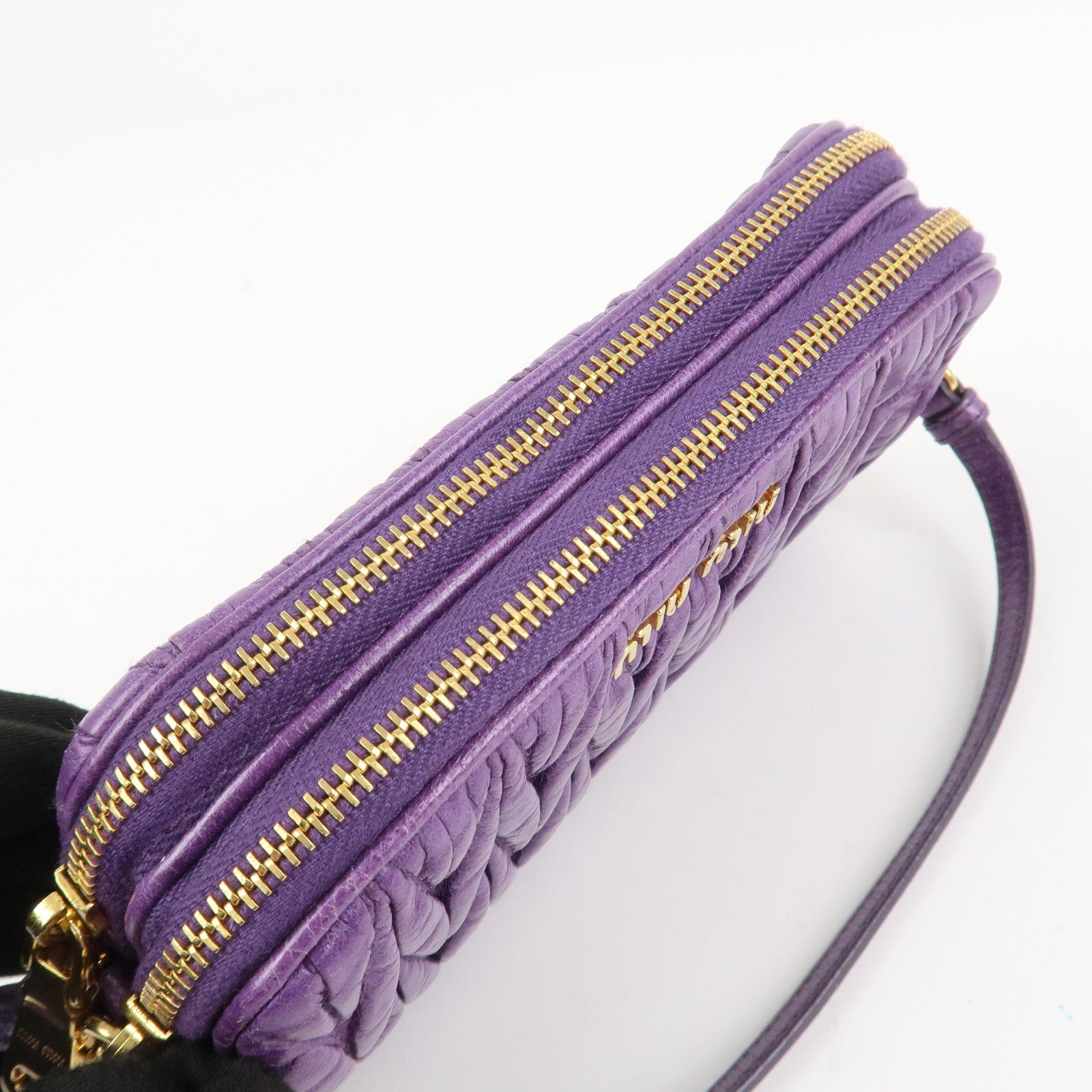 MIU MIU Logo Matelasse Mini Hand Bag Shoulder Bag Purple 5ARH02