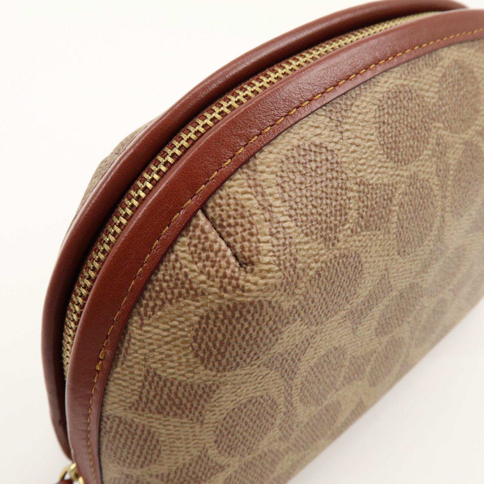 Coach Signature PVC Pouch Cosmetic Pouch Brown