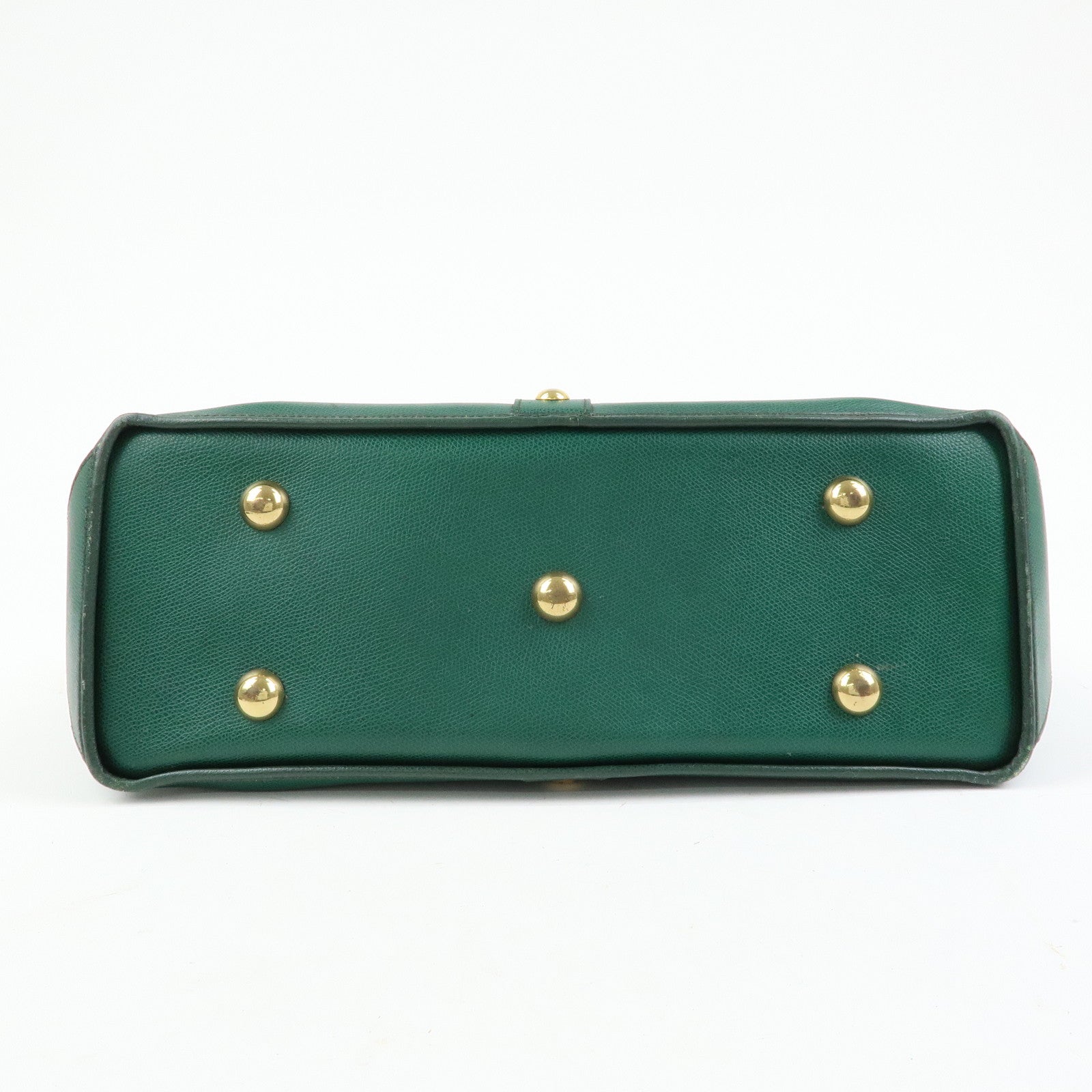 SAINT LAURENT PARIS Y Line Leather Studs Tote Shoulder Bag Green