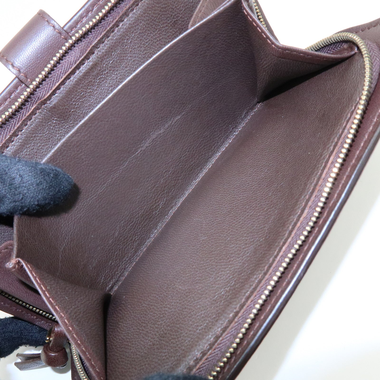 BOTTEGA VENETA Intrecciato Leather Bi-fold Long Wallet Brown 114074