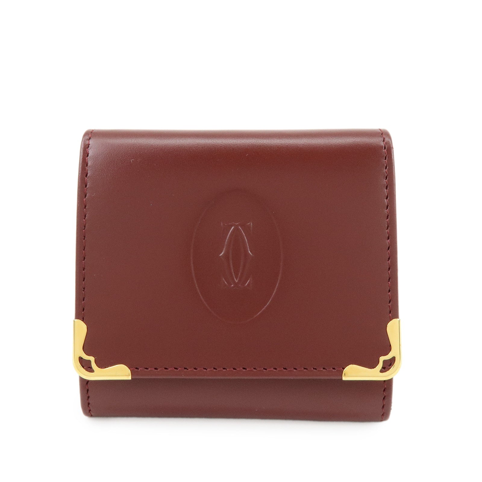 Cartier Must de Cartier Calf Skin Leather Coin Case Bordeaux