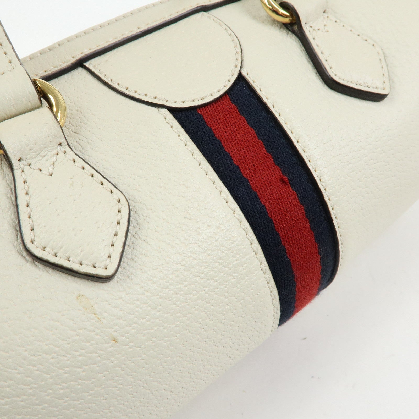 GUCCI Ophidia Sherry Leather 2Way Hand Shoulder Bag White 602577