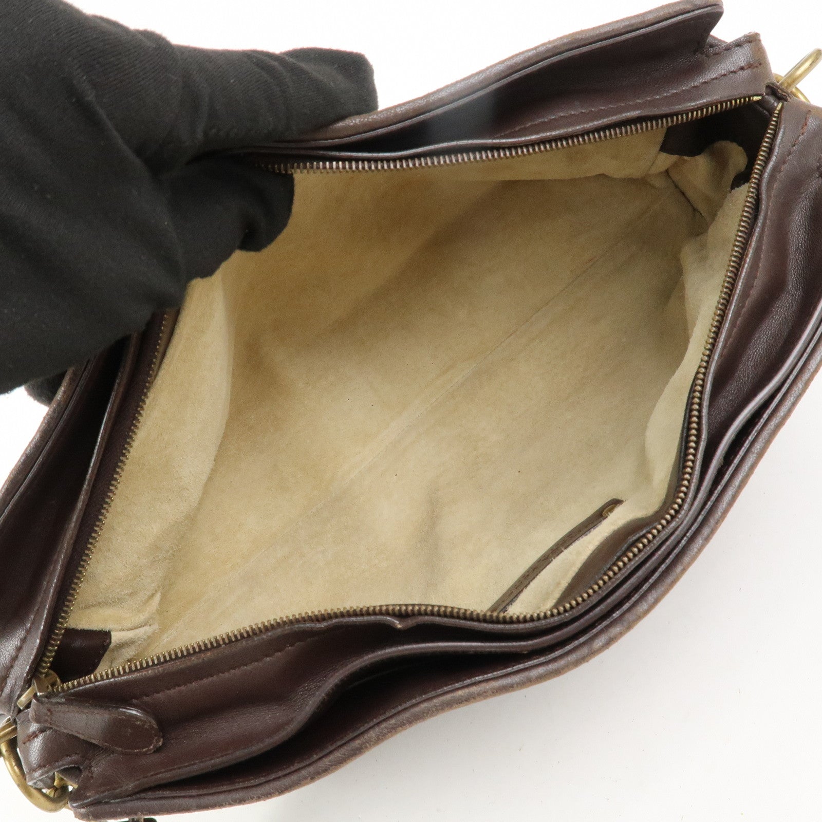 BOTTEGA VENETA Logo Intrecciato Leather Shoulder Bag Brown