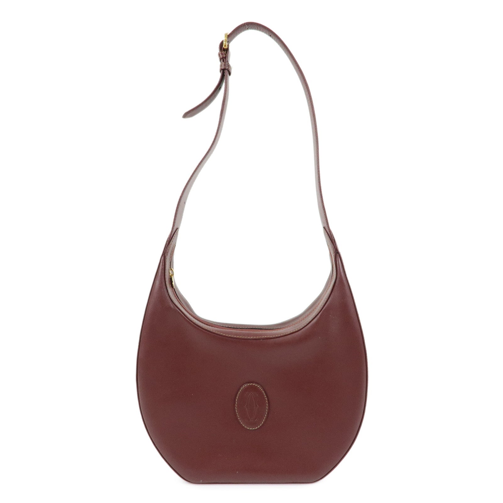 Cartier Must de Cartier Leather Shoulder Bag Hand Bag Bordeaux