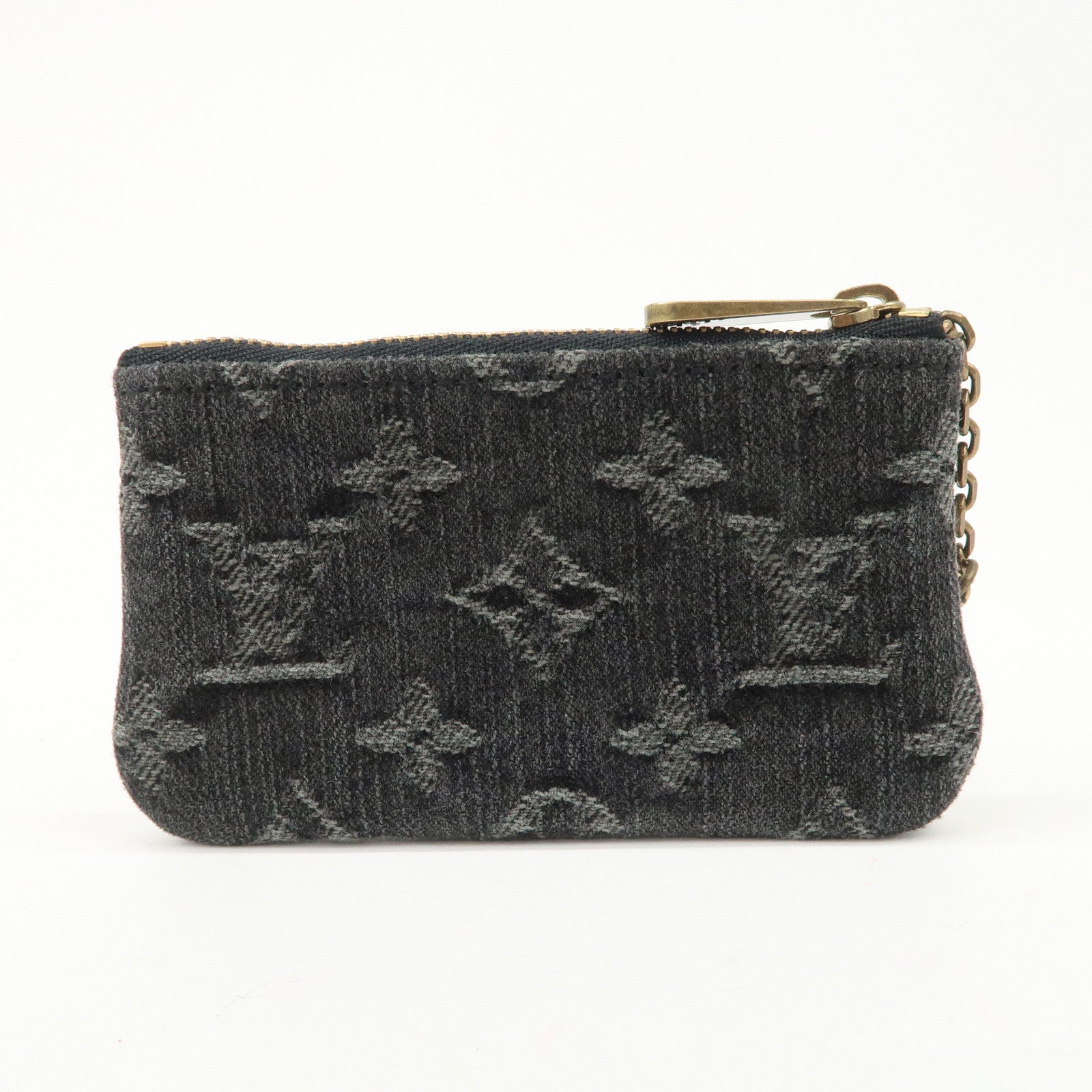 Louis Vuitton Monogram Denim Pochette Cles Coin Case Black M95616