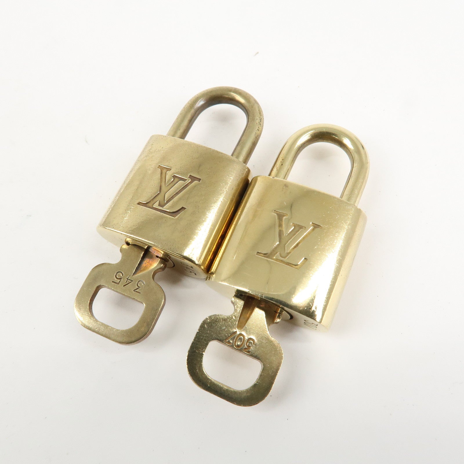 Louis Vuitton Set of 10 Lock & Key Cadena Key Lock Metal Gold Used