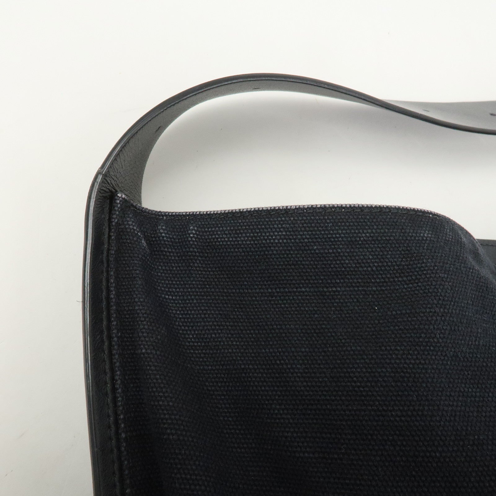 JIL SANDER Canvas Leather Shoulder Bag Crossbody Bag Black