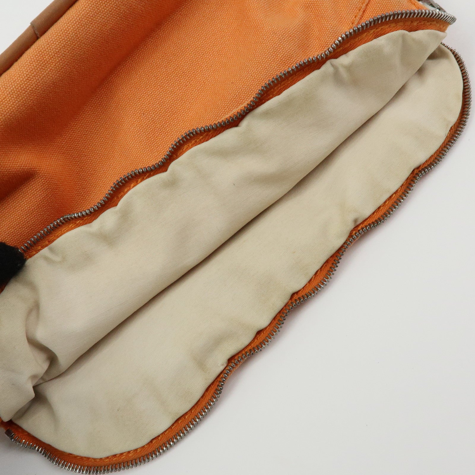 HERMES Bolide Set of 3 Canvas Pouch Cosmetic Case Orange Pink Beige