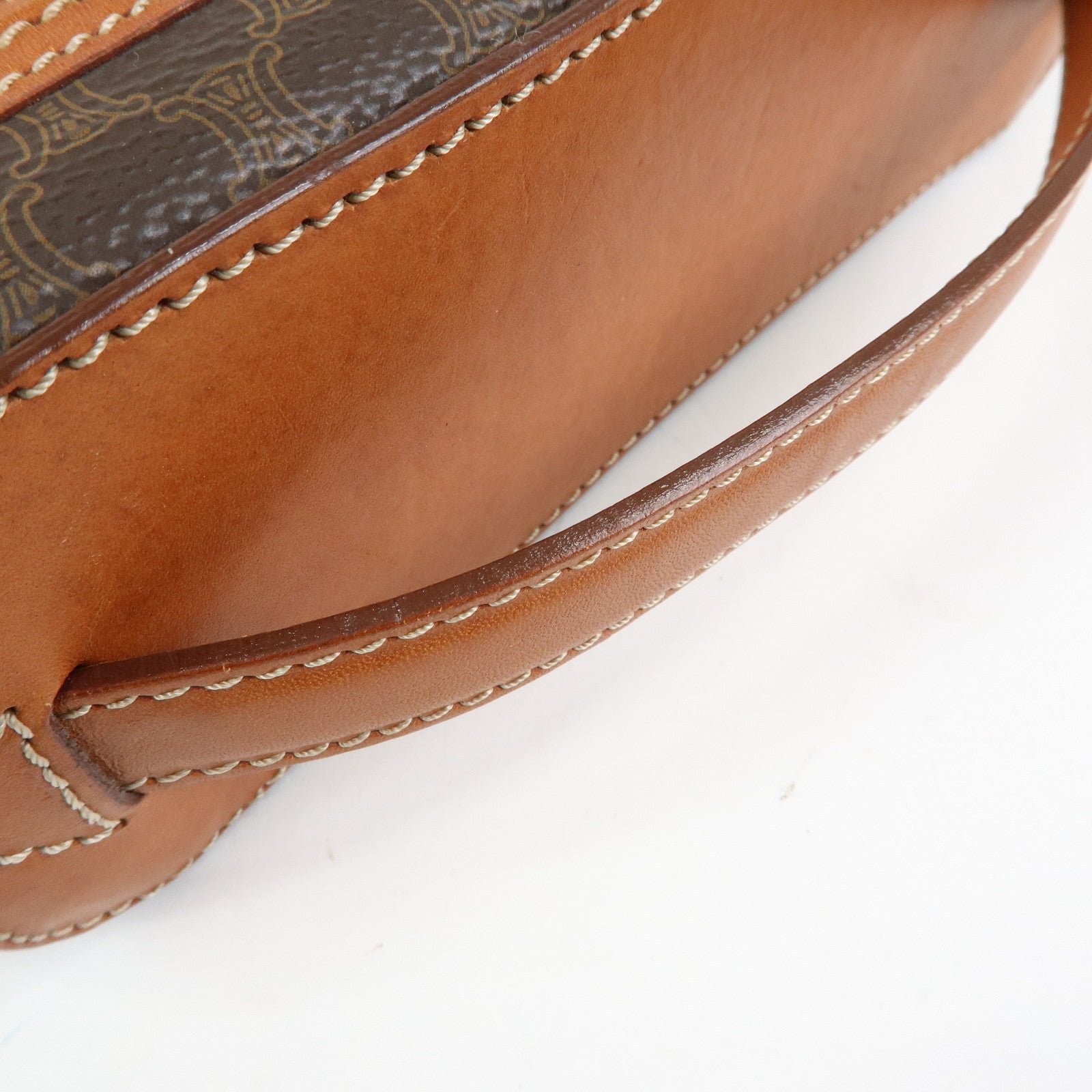 CELINE Macadam PVC Leather Hand Bag Vanity Bag Pouch Brown