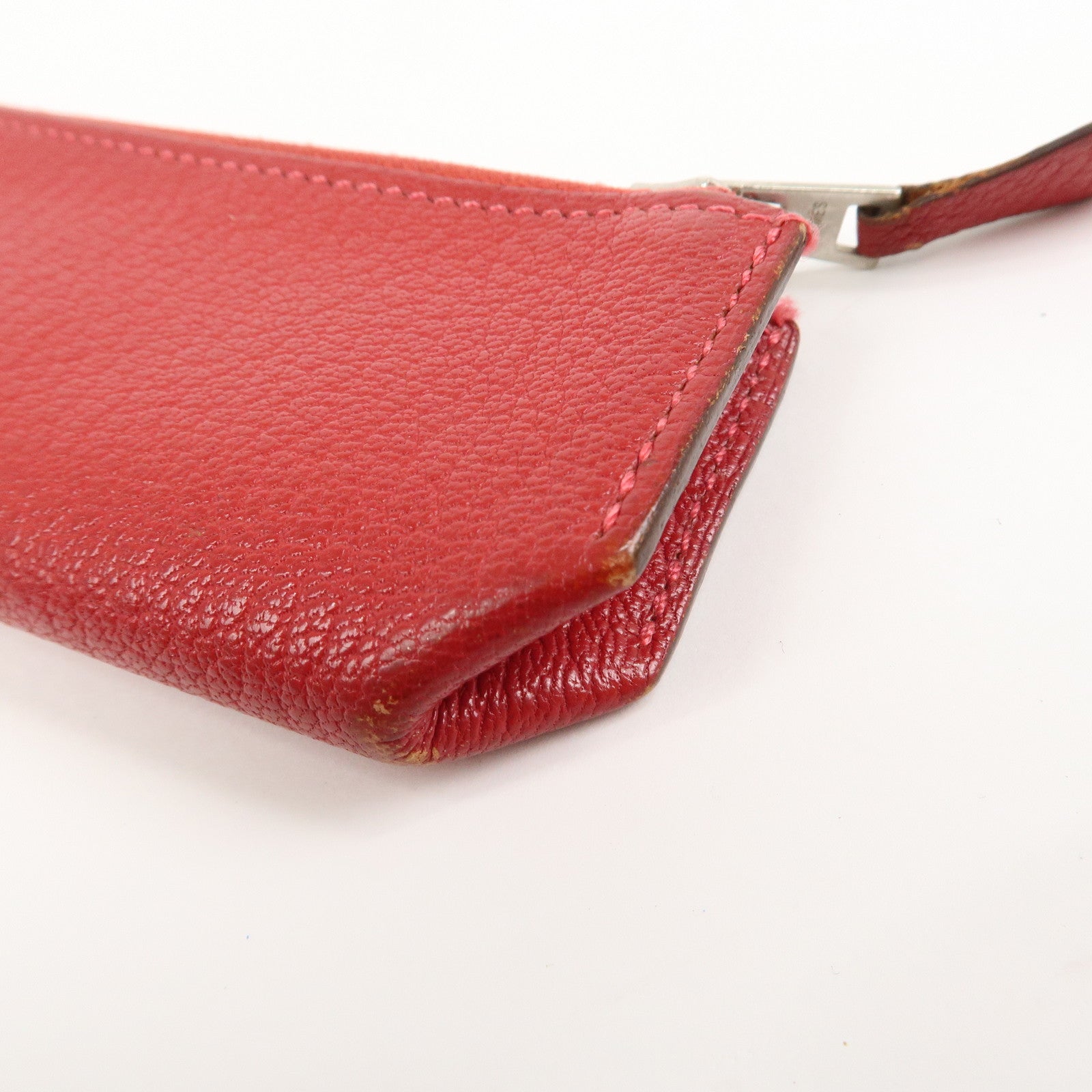 HERMES Piccolo Chevre Leather Pen Case Red