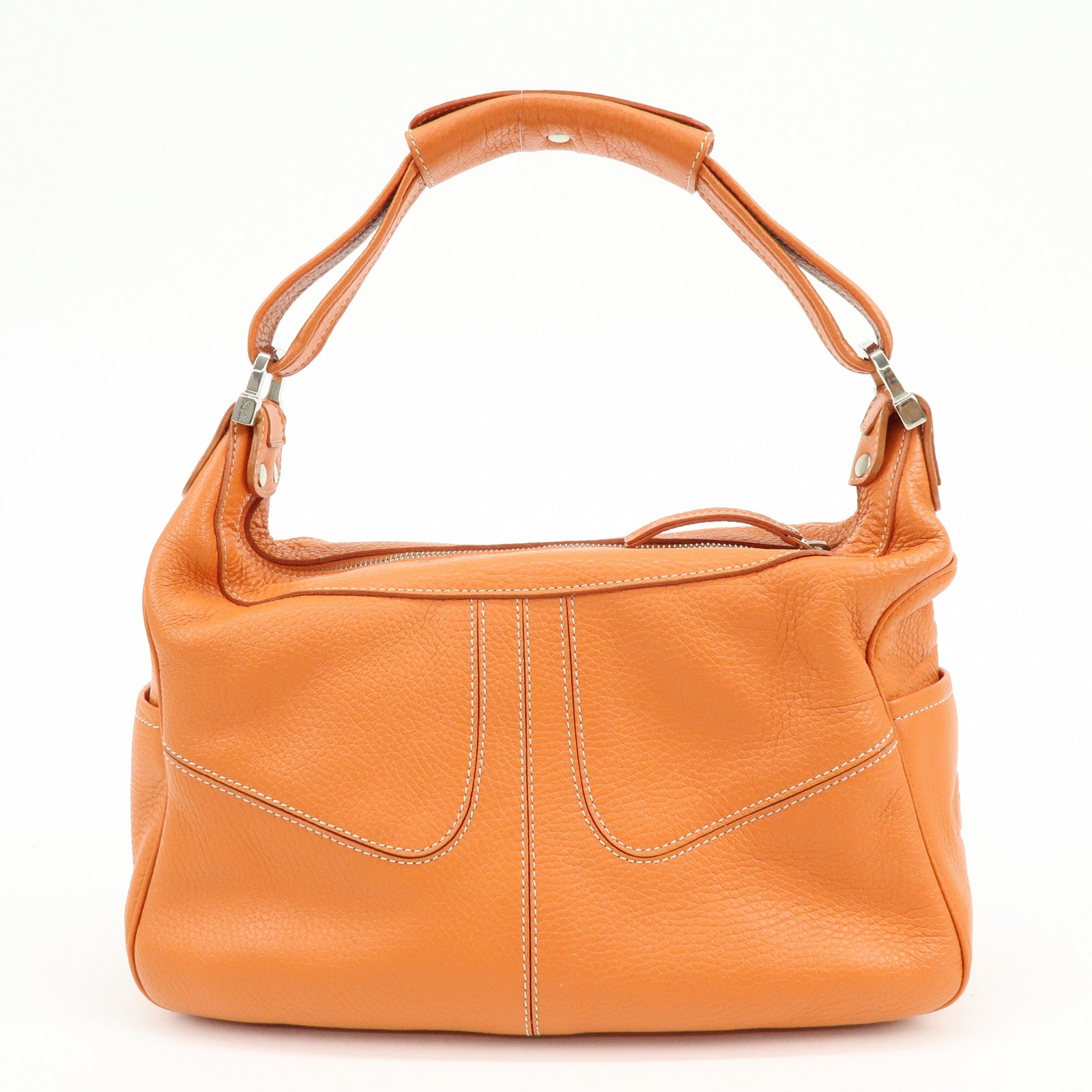 TOD'S Miky Leather Shoulder Bag Hand Bag Orange