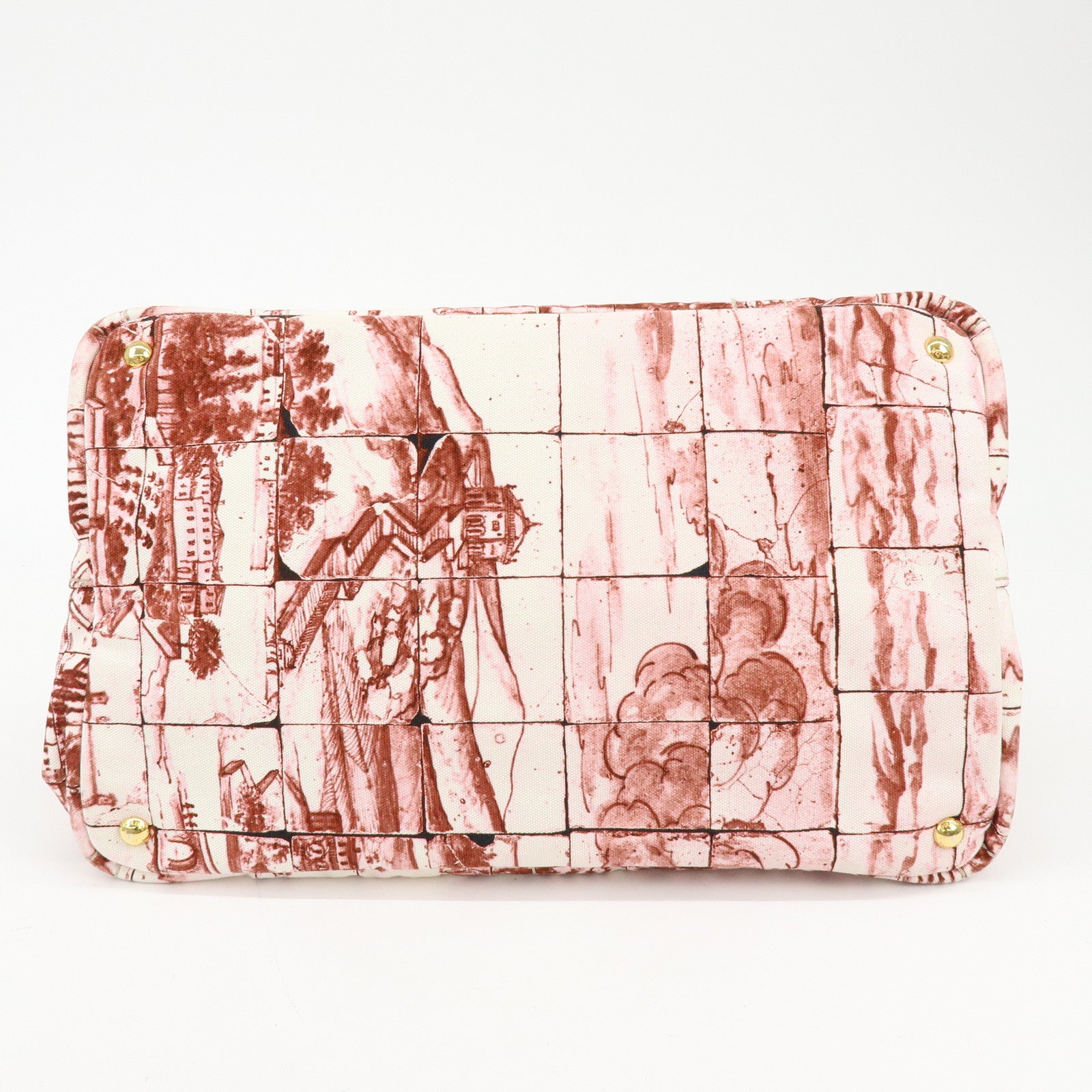 PRADA Canapa Large Triangle Logo Canvas Tote Bag Bordeaux B1872B