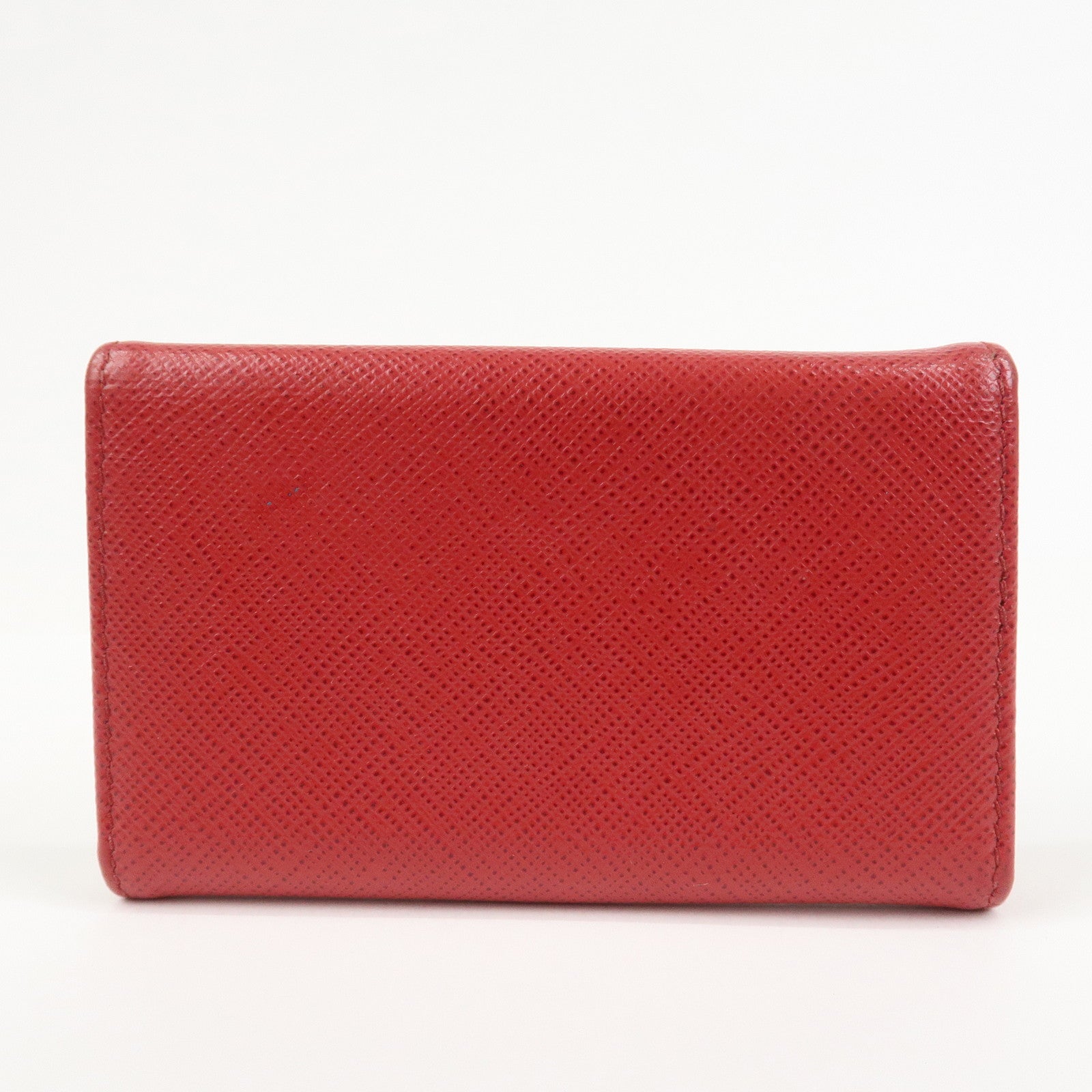 PRADA Logo Saffiano Leather Key Case Key Holder Red 11BG222