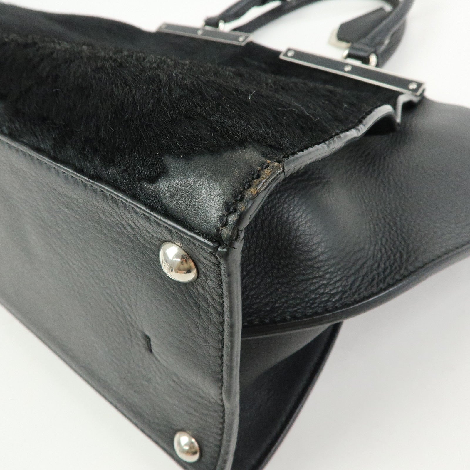 FENDI Trois Jours Leather Pony Hair 2Way Hand Shoulder Bag 8BH279