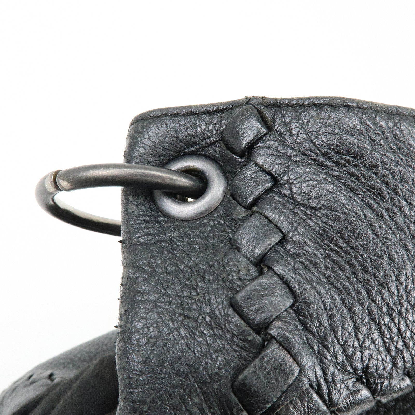 BOTTEGA VENETA Cervo Leather Shoulder Bag Hand Bag Black