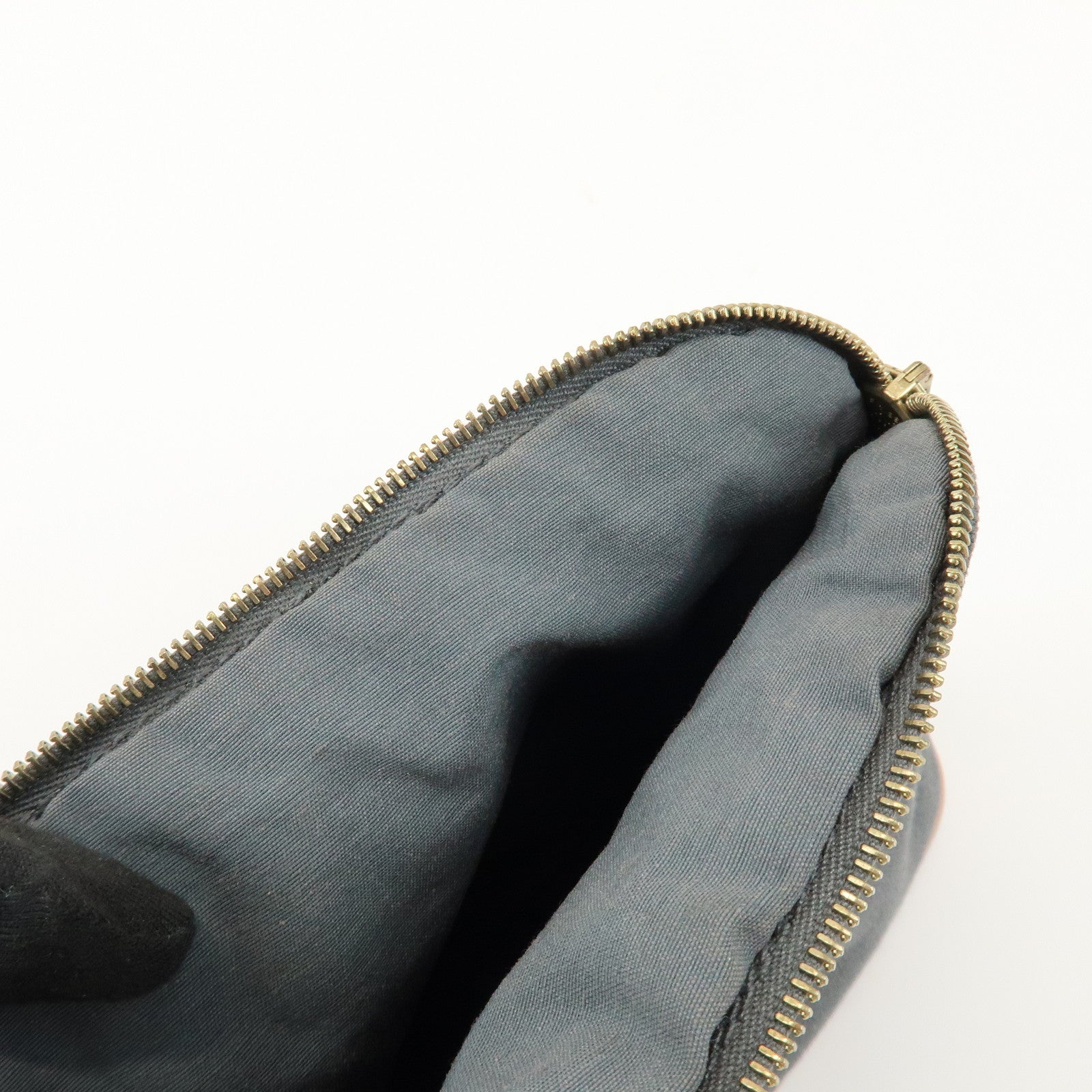 HERMES Logo Canvas Leather Bolide Pouch 16 Cosmetic Pouch