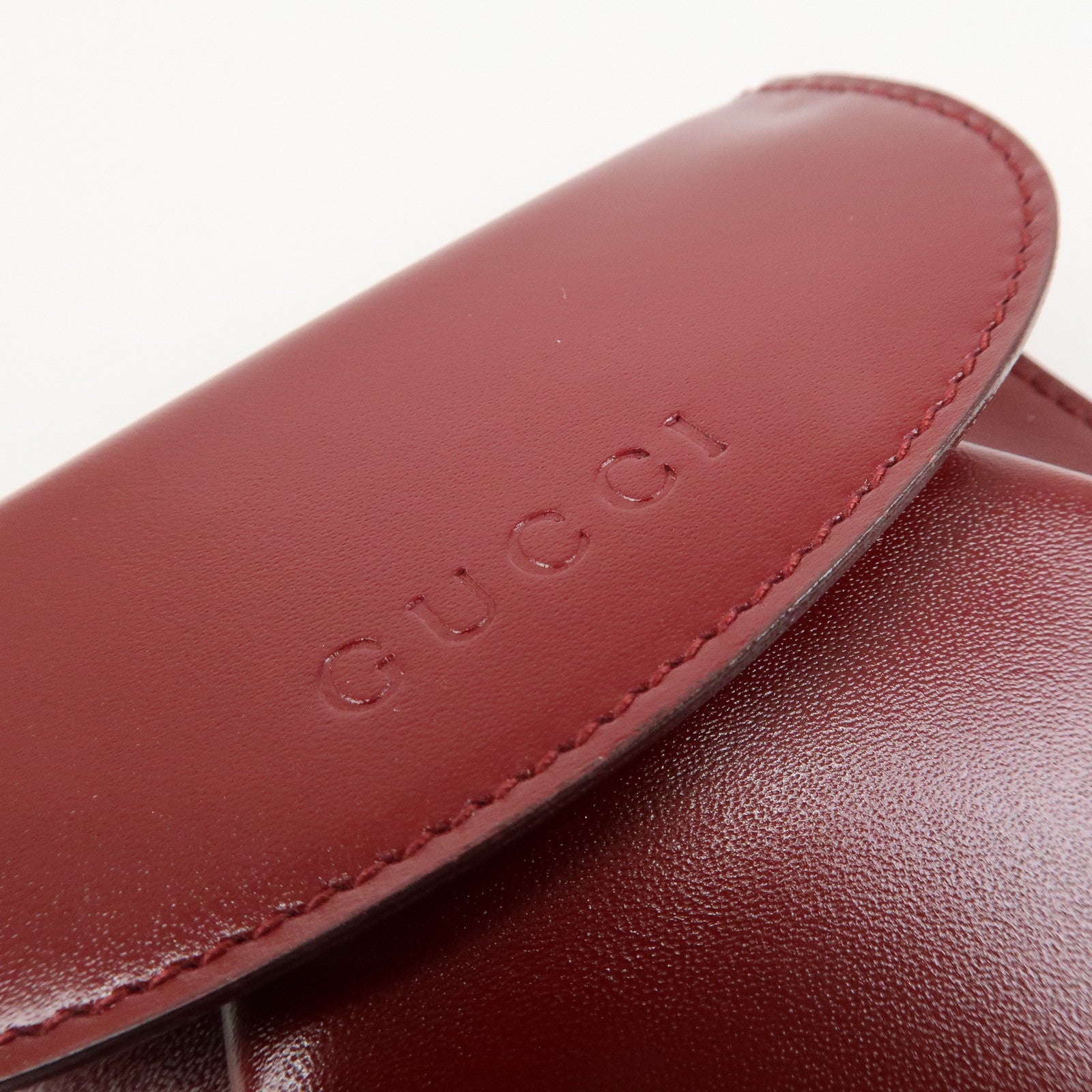 GUCCI Logo Leather Coin Case Coin Purse Red 030.2091