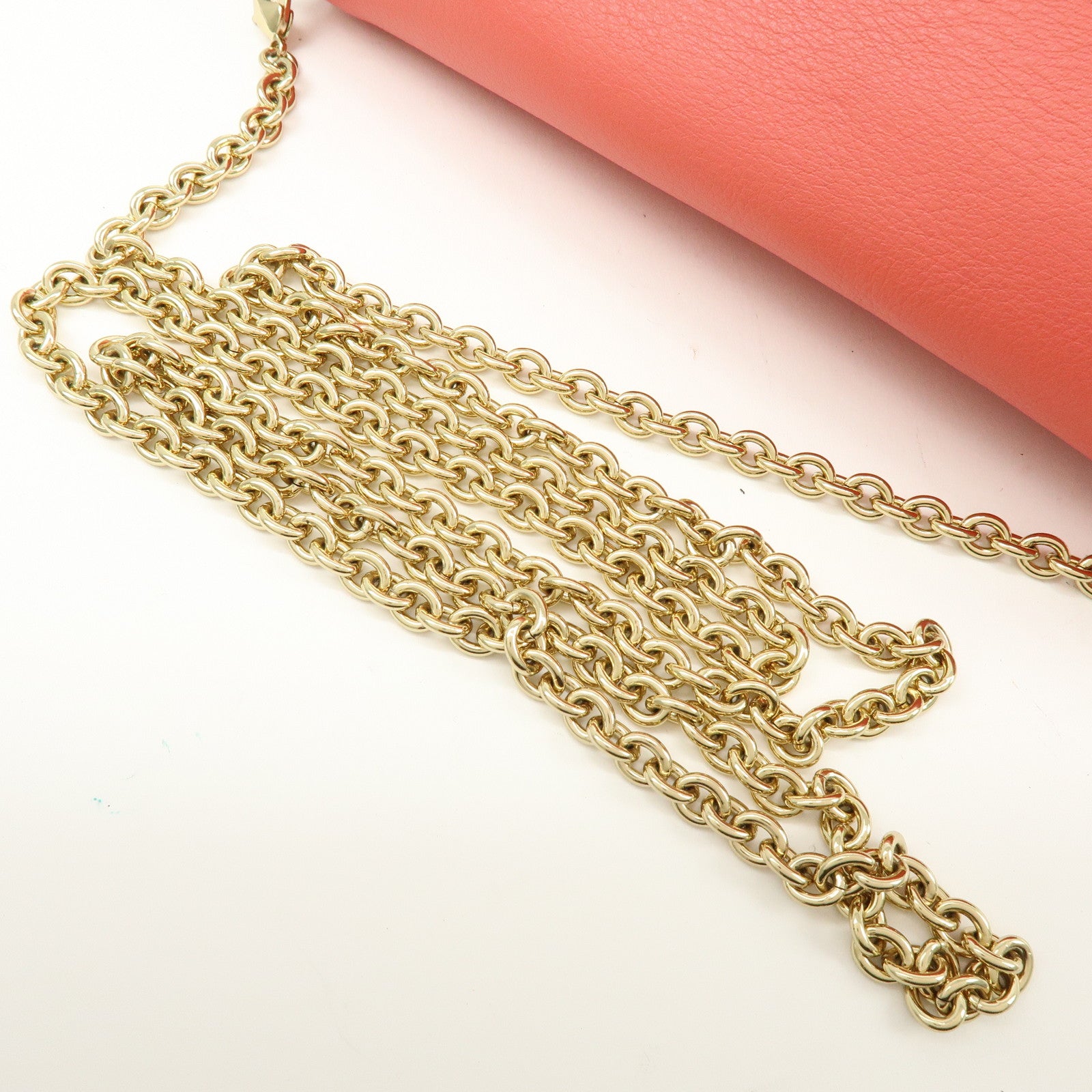 FENDI Leather Chain Shoulder Bag Purse Crossbody Bag Pink 8M0276