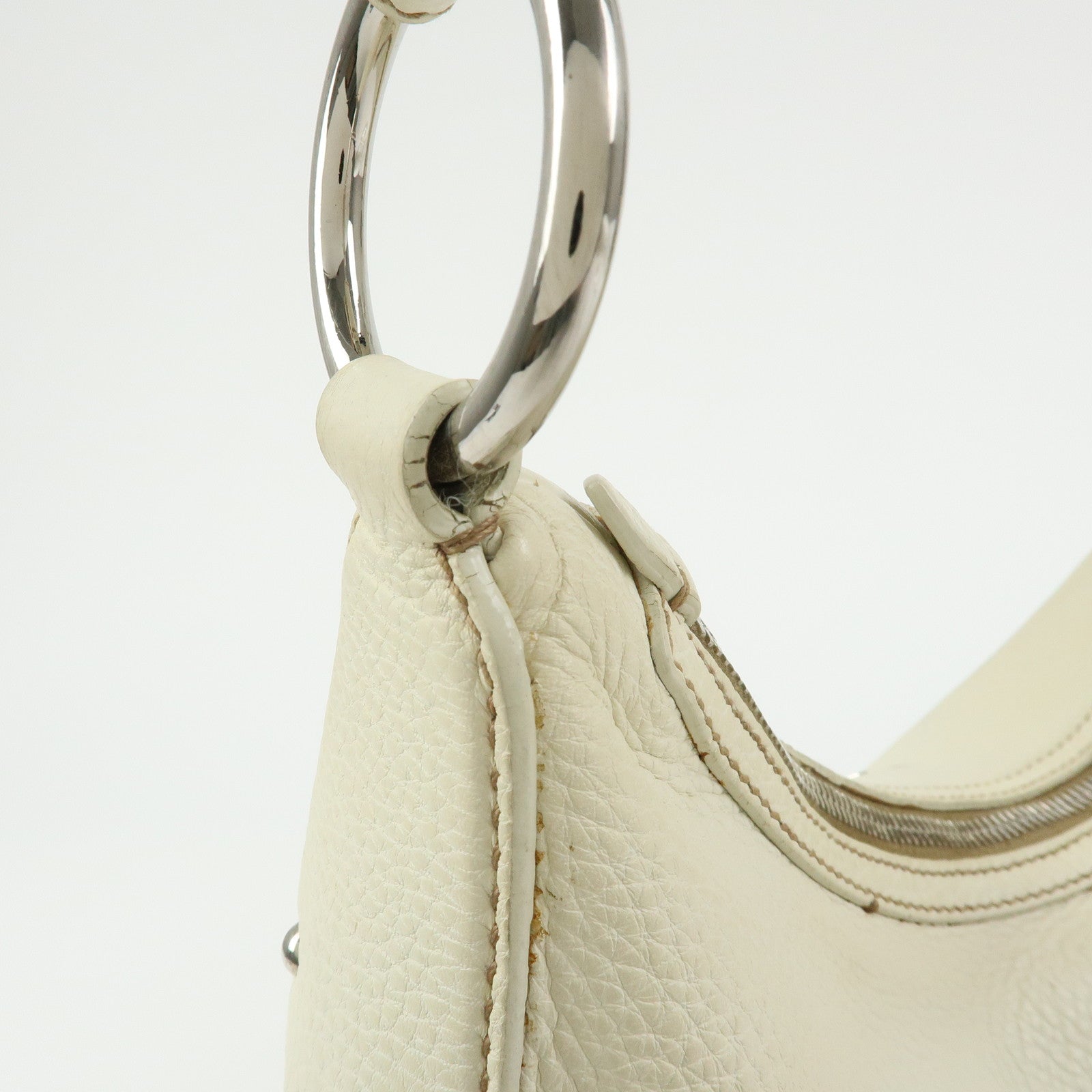 PRADA Logo Leather Hand Bag Shoulder Bag White
