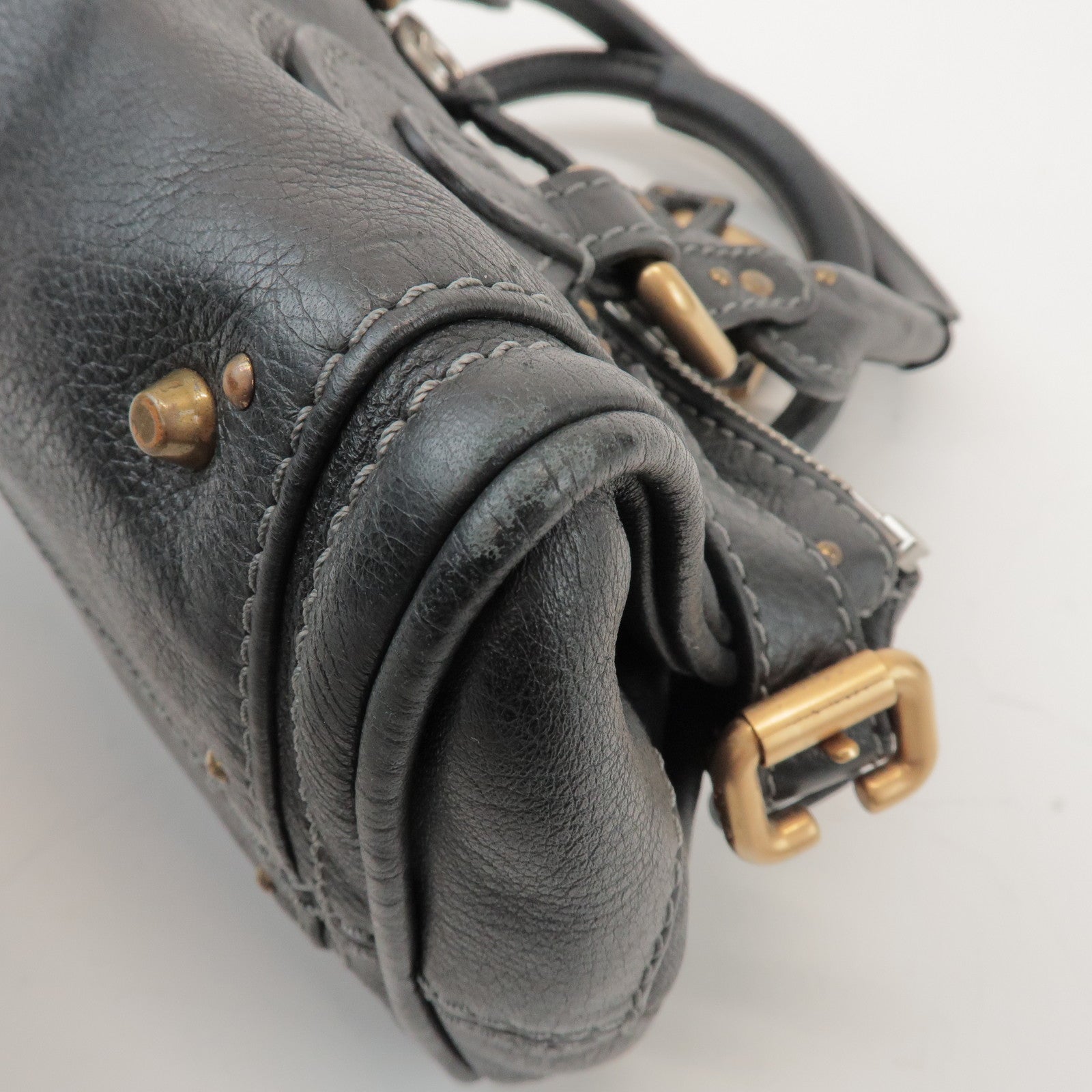 Chloe Logo Paddington Mini Leather Hand Bag Cadena Black